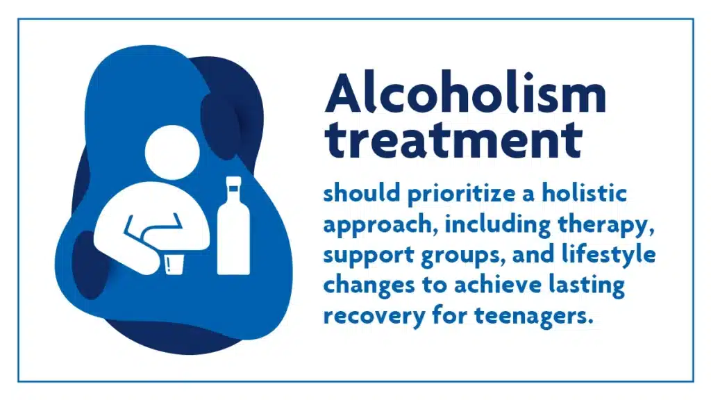 Graphic explains the benefits of holistic treatment for alcoholism for teenagers.