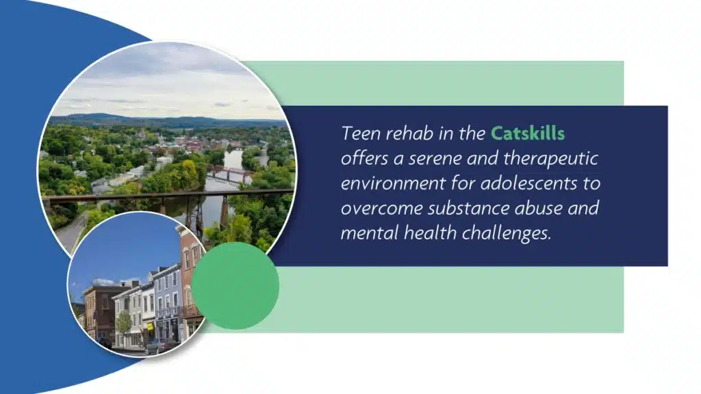 A town in the Catskills with lots of trees. Teen rehab in the Catskills offers a serene and therapeutic environment for adolescents.